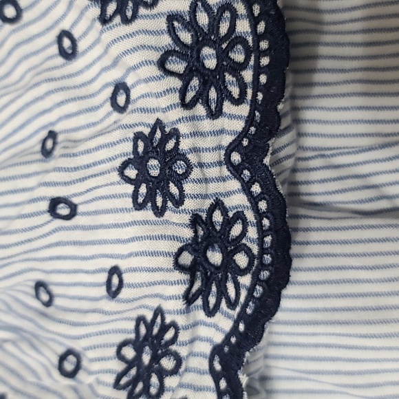 Jessica Simpson Strapless Jumper Blue/Navy Striped Pockets Wide Leg Sz XS EUC - Picture 7 of 8